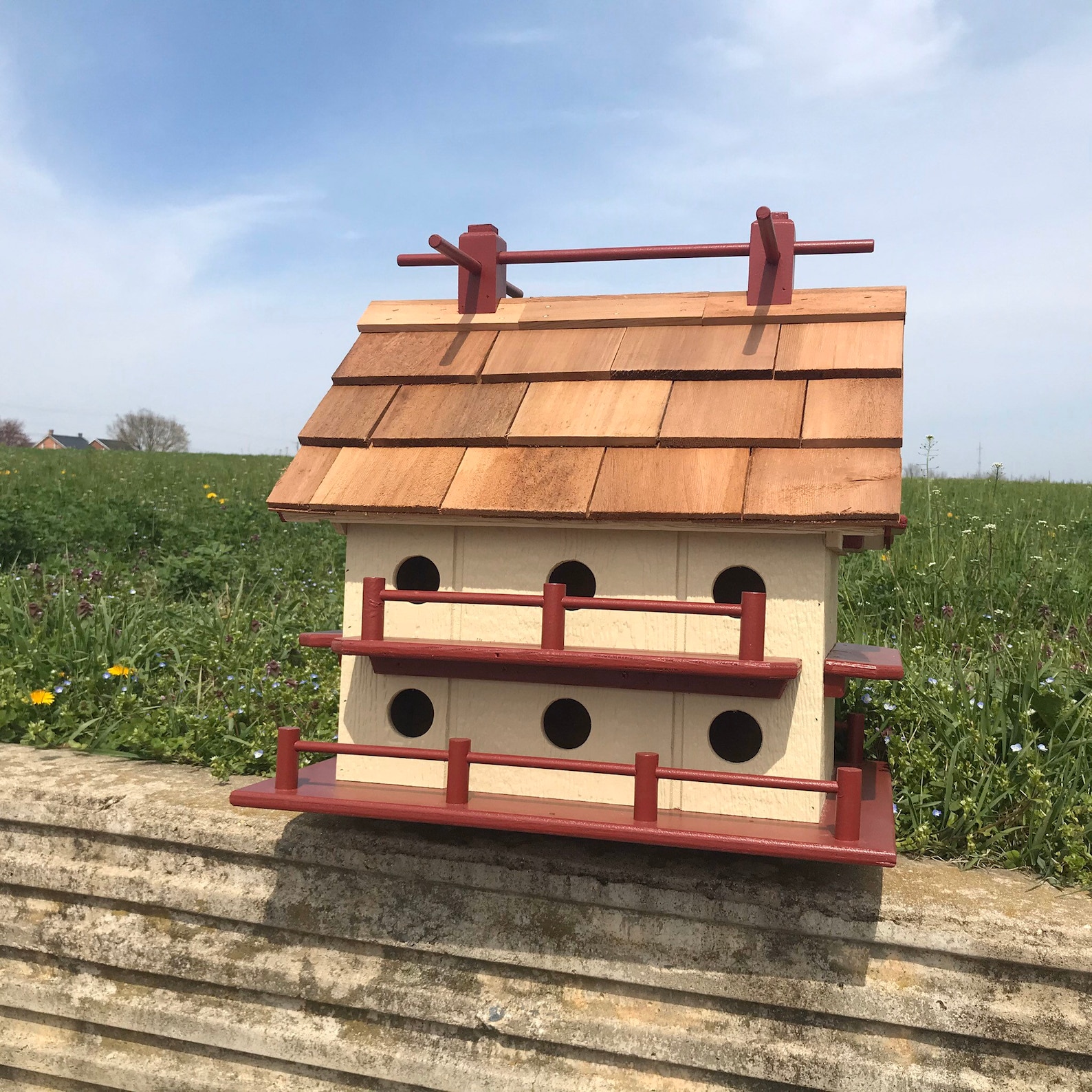 Large Birdhouse With 14 Apartments Martin House Removable Etsy