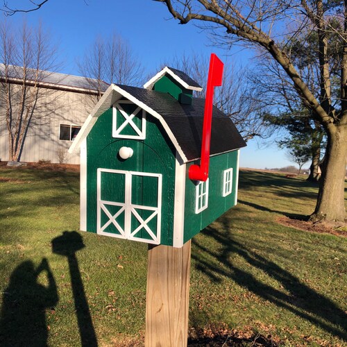 Traditional Barn Style 2024 Wooden Mailbox | Wood Mailbox | Available in Multiple Colors | K0002