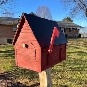 Unique Wooden Mailbox Made with Reclaimed Materials | Metal Roof | SMM001