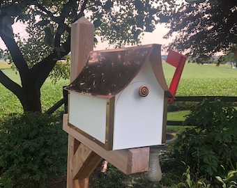 Stunning Mailbox with Copper Roof | Durable Vinyl Mailbox | EW-MBCV