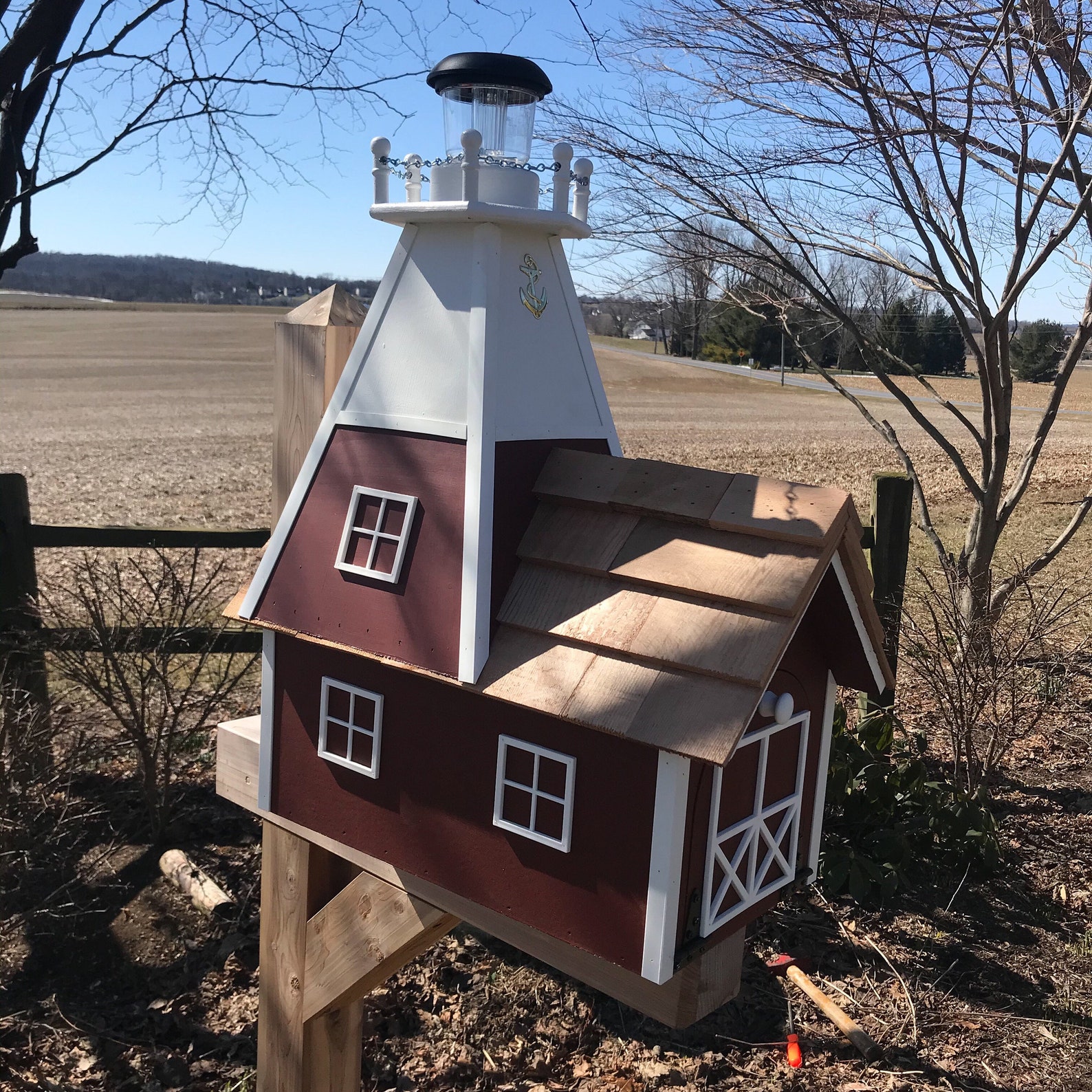 Barnegat Lighthouse Mailbox Wooden Mailbox Solar Etsy