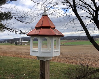 Bird Feeder | Large Gazebo with Copper Roof | Post Mount | EW-BWCF