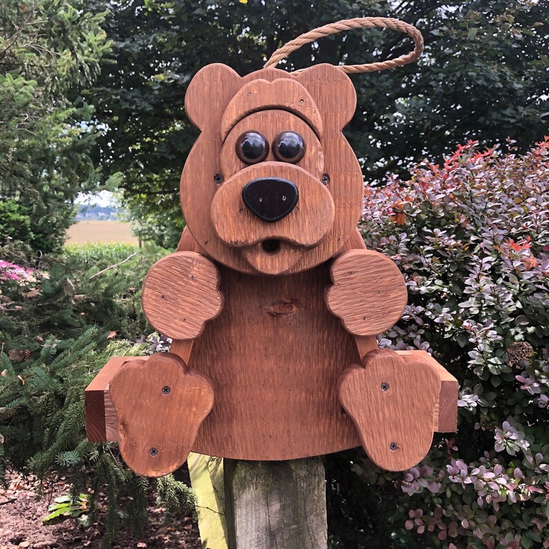 Bear Bird Feeder Hand Made From Reclaimed Wood Etsy