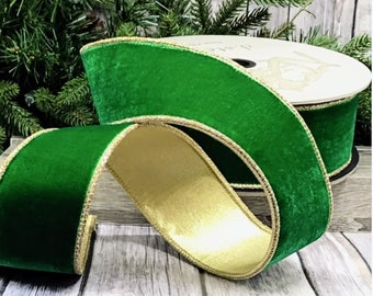 Kelly Green Glitter Trim Velvet Ribbon