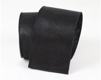 2,5 cm & 10 cm schwarzes Super Satin Band von Farrisilk