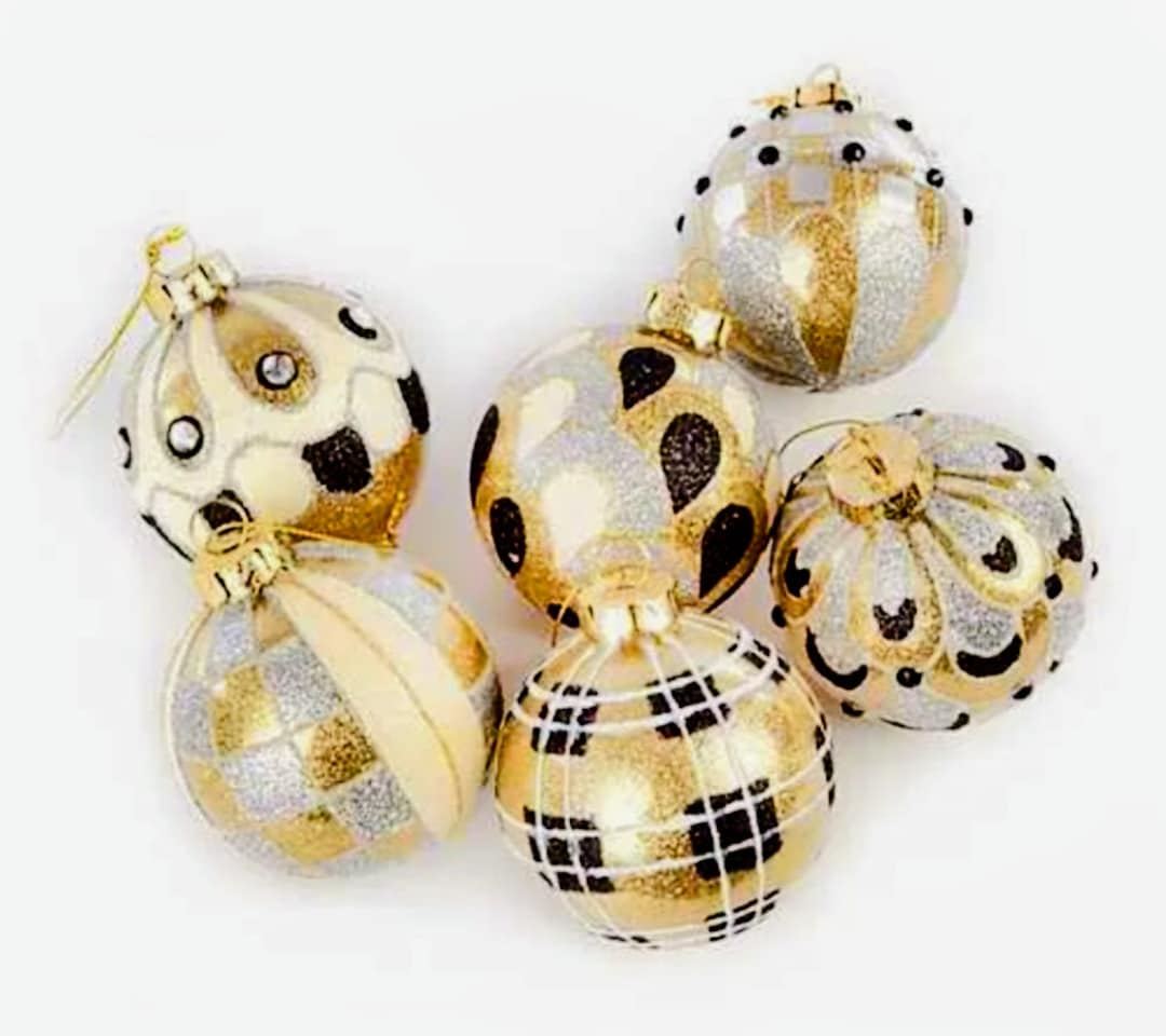 Mackenzie Childs' Golden Hour Glass Ornaments Set Etsy