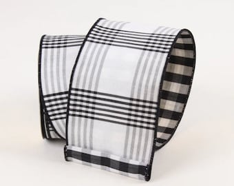 Black & White Plaid Ribbon by Farrisilk