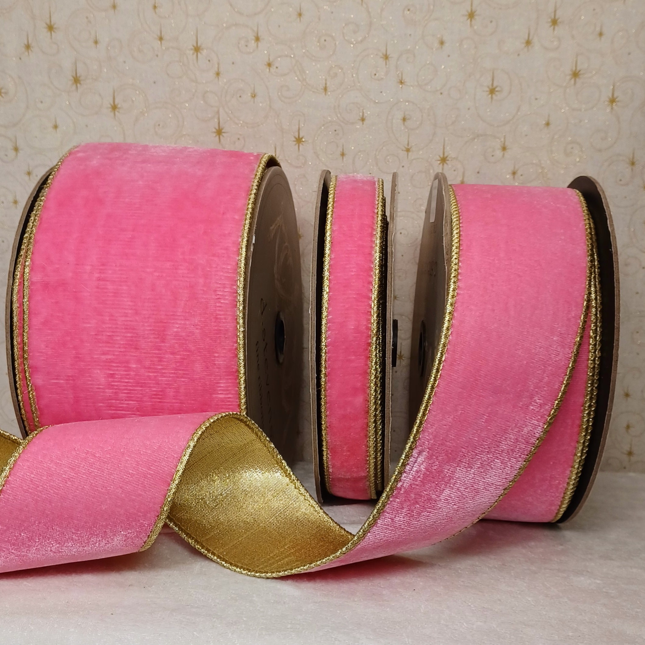 Neon Pink Velvet Ribbon 3/8” wide BY THE YARD