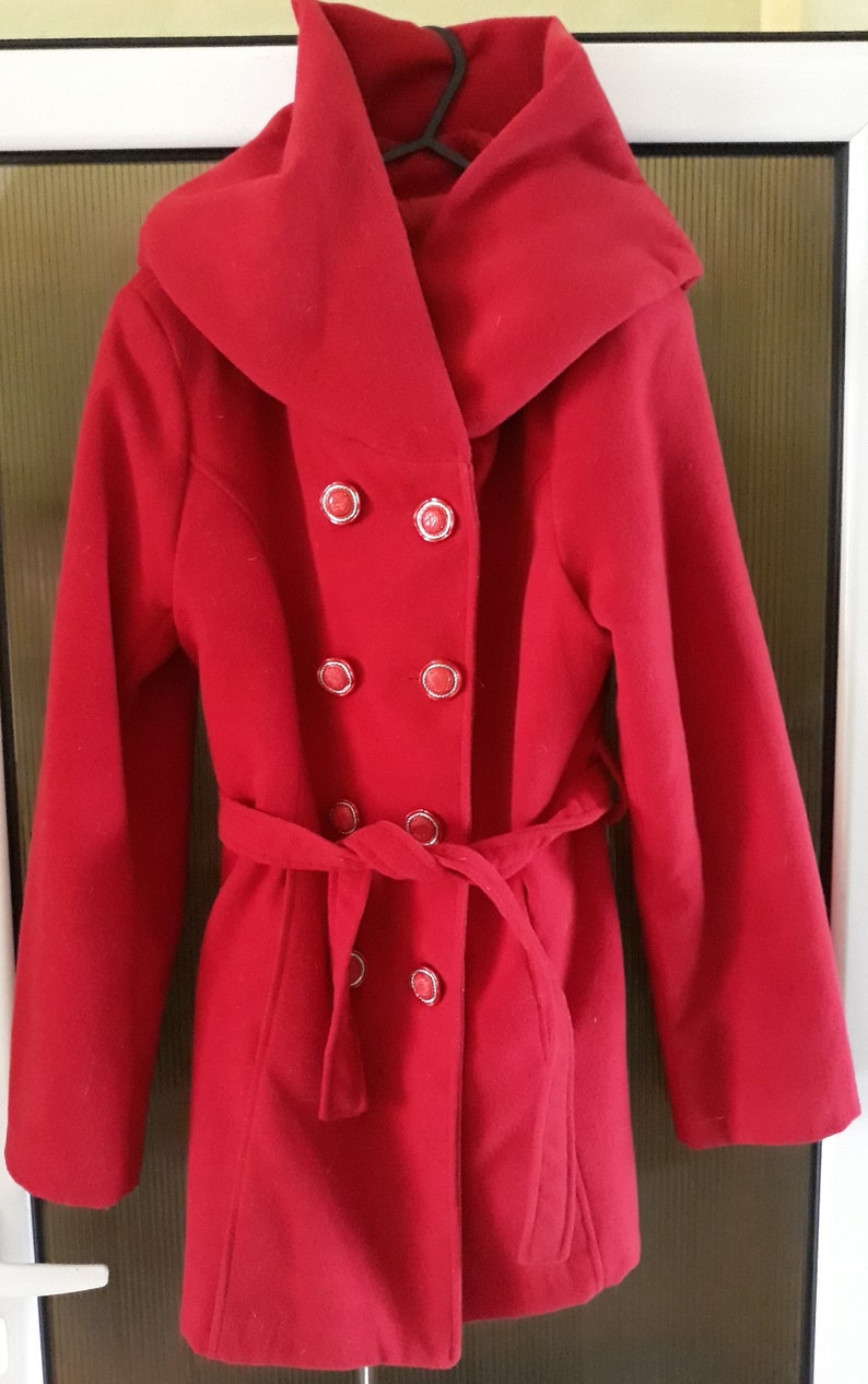 Handmade Wool Beautiful and warm Winter red coat XL-XXL