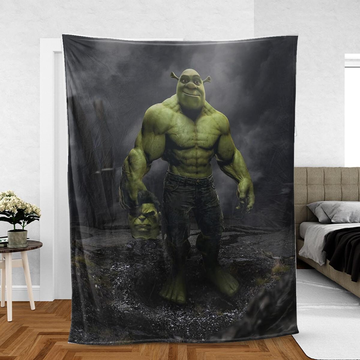 Hulk Shrek Sherpa Fleece Blanket
