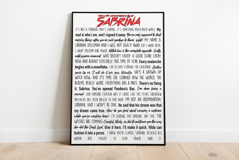 The Chilling Adventures Of Sabrina Quote Print Poster | Etsy