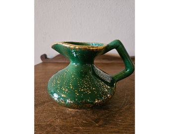 Mid-Century Yona California Green and Gold Pottery Pitcher #301