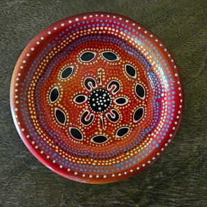 Hand Painted Waterhole Dreaming Australian Pottery Trinket Dish