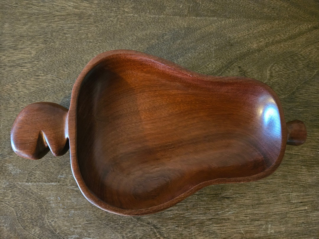 Vintage Hand Carved Teak Wood Bowl Etsy