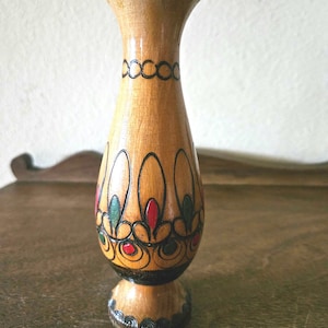 Vintage Polish Wooden Candle Holder