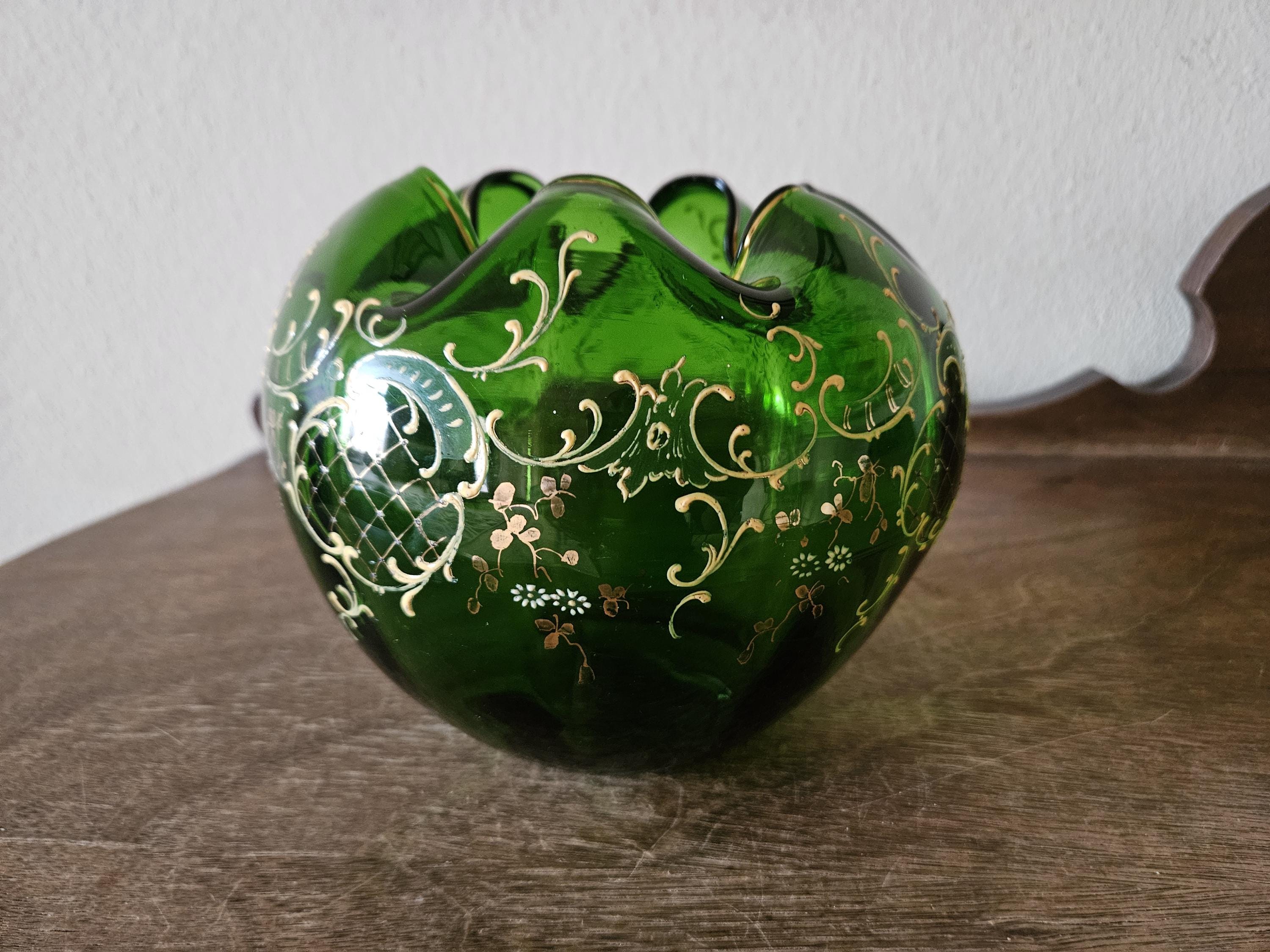 Antique Glass Rose Bowl - Etsy
