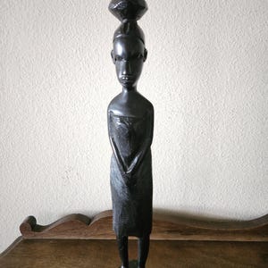 Vintage Ebony Wood Carved African Figure