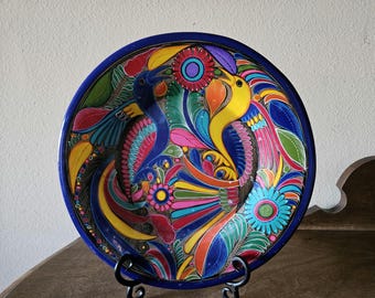 Vintage Hand Painted Mexican Talavera Pottery Plate