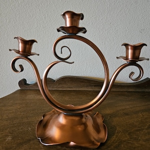 Mid-Century Gregorian Copper Candelabra #406