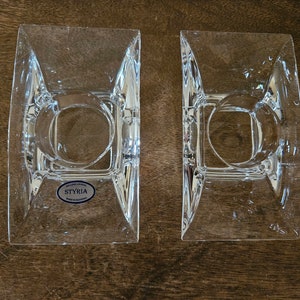 Pair of Nambe Crystal Planar Votive Candle Holders