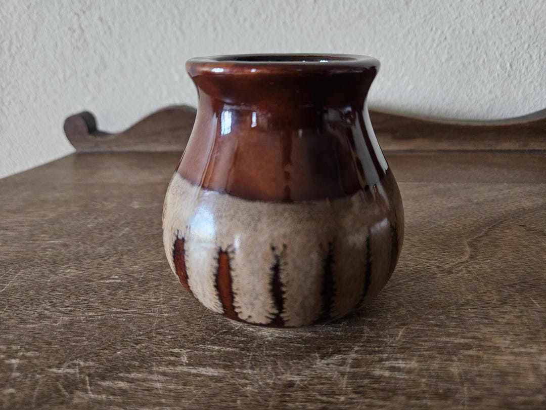 Vintage Small Drip Glaze Pottery Vase - Etsy