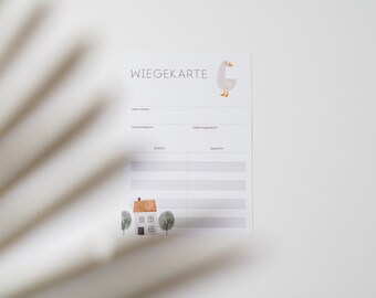 WIEGEKARTE SCHLICHTES DESIGN: Eine besondere Erinnerung für Hebammen und stolze Eltern!