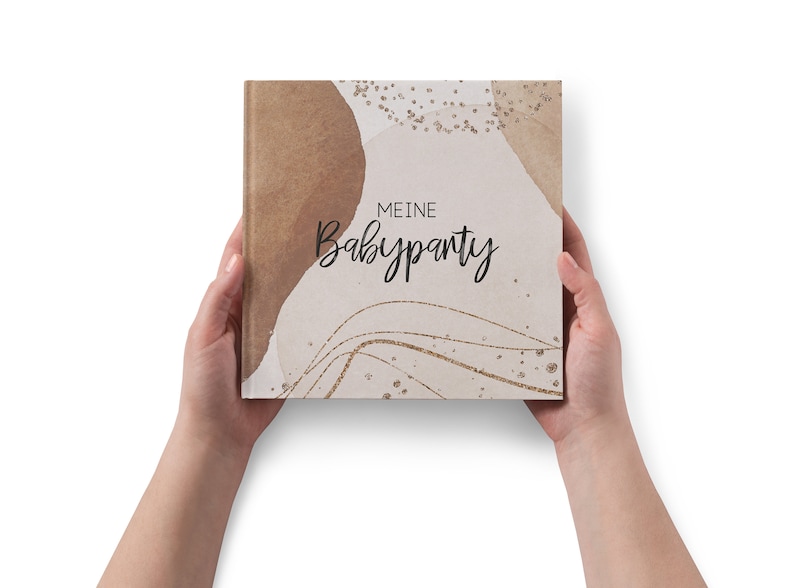 Babyparty Gästebuch gedruckt Beige