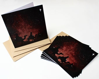 Pack of 10 Kings Galaxy Christmas Cards /  Original Card Design /  Galaxy Watercolour Art