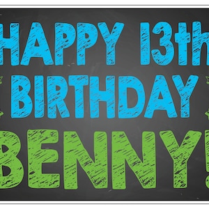 Happy Birthday - Yard Sign, Lawn Sign, Coroplast, Corrugated Plastic (Blue/Green Chalk) - ***FREE SHIPPING***