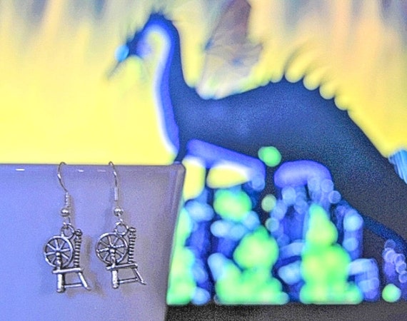 Spinning Wheel Maleficent Dangle Earrings, Sleeping Beauty
