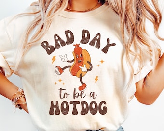 Hot Dog Shirt Comfort Colors, Funny Retro Hotdog, Women's 4th of July Shirt, Memorial Day Shirt, Labor Day Shirt, Bad Day to Be a Hotdog