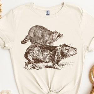 Capybara Shirt, Capybara Gift, Raccoon Riding Capybara T Shirt, Capybara Lover Gift, Funny Animal, Gen Z, Meme, Ironic, Shirts that Go Hard