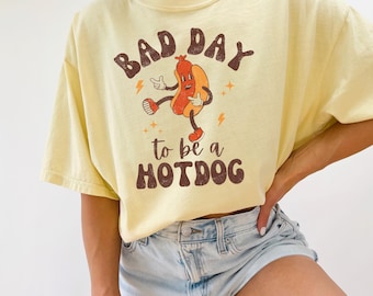 Hot Dog Shirt Comfort Colors, Funny Retro Hotdog, Women's 4th of July Shirt, Memorial Day Shirt, Labor Day Shirt, Bad Day to Be a Hotdog