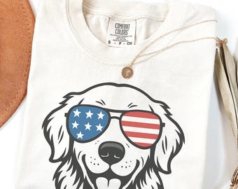 Golden Retriever Shirt, Golden Retriever Gift, Patriotic Dog Shirt, 4th of July Dog Tee, Independence Day Shirt, USA Dog Lover Gift