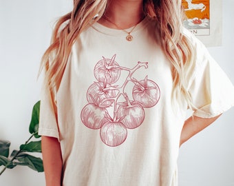 Tomato Shirt, Tomato Girl Aesthetic, Tomato Clothing, Tomato Gift for Gardener, Tomato Lover, Vintage Fruit & Vegetable Cottage Core Shirt