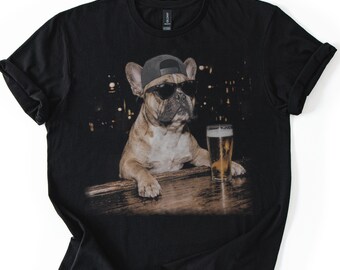 Camiseta de bulldog francés, regalo para amantes de los perros, camiseta de cerveza Frenchie, regalo para papás amantes de los perros, regalo divertido para amantes de los perros, camiseta divertida para beber