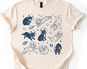 French bulldog shirt, French bulldog gift, Frenchie space astronaut shirt, Funny retro dog mom gift for women, Dog lover graphic t-shirt