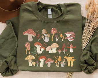 Mushroom Sweatshirt, Aesthetic Mushroom Cottagecore Sweatshirt, Cottage Core Mushroom Crewneck, Mushroom Shirt, Fairycore Fungi Sweatshirt
