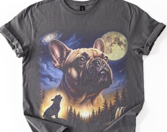 French bulldog shirt, French bulldog gift, Frenchie howling at the moon, Vintage 90s dog lover graphic, Frenchie mom gift, Frenchie dad gift