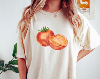 Tomato Shirt, Tomato Girl Aesthetic, Tomato Clothing, Tomato Gift for Gardener, Tomato Lover, Vintage Fruit & Vegetable Cottage Core Shirt