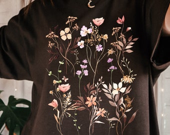 Pressed Flowers Shirt, Wildflower Shirt, Wild Flower Shirt, Vintage Botanical Shirt, Floral Shirt, Flower Shirt, Garden Cottage Core Shirt