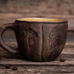 Handgemachte botanische Tasse || Keramik Pflanzenbecher, Wildblumen Keramikbecher, Blumenkaffeetasse, Gartenblumenbecher, Pflanzenmutter Kaffeebecher