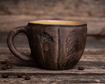 Handmade botanical mug || Pottery plant mug, Wildflowers ceramic mug, Floral coffee mug, Garden flower mug, Plant Mom coffee mug