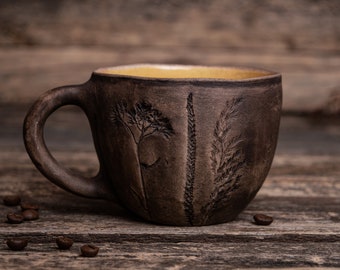 Handmade botanical mug || Pottery plant mug, Wildflowers ceramic mug, Floral coffee mug, Garden flower mug, Plant Mom coffee mug