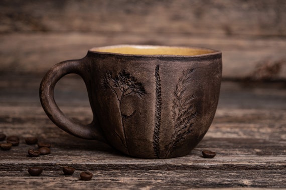 Handmade botanical mug || Pottery plant mug, Wildflowers ceramic mug, Floral coffee mug, Garden flower mug, Plant Mom coffee mug