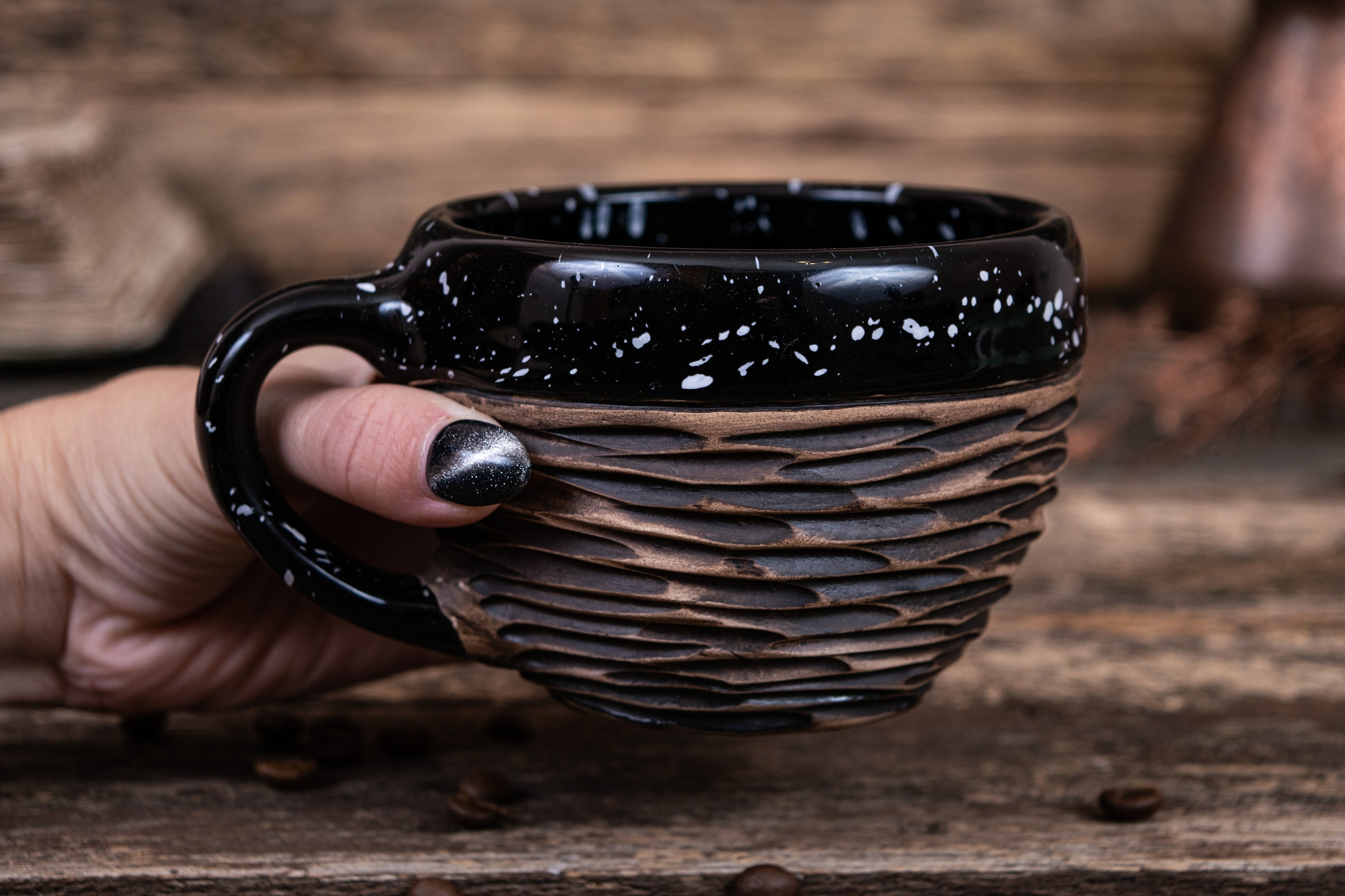 Yin Yang Mugs Set Black and White Mugs Clay Coffee Cups Etsy UK