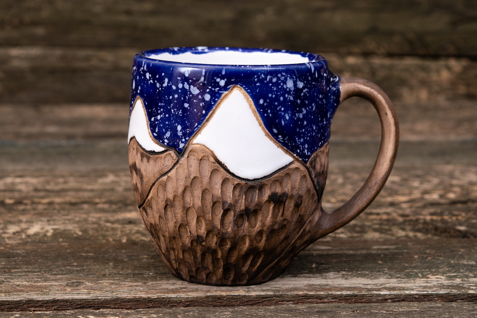 Set of Two Pottery Mountain Mugs Nature Ceramic Mug Etsy