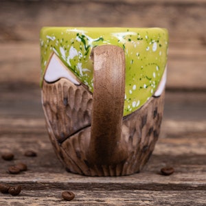 Mountain mug Ceramic mug handmade, Nature pottery, Everest mug, Ribbed handmade ceramics, Unique eco friendly ceramics, clay tea cup image 2