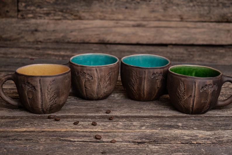 Handmade botanical mug Pottery plant mug, Wildflowers ceramic mug, Floral coffee mug, Garden flower mug, Plant Mom coffee mug image 10