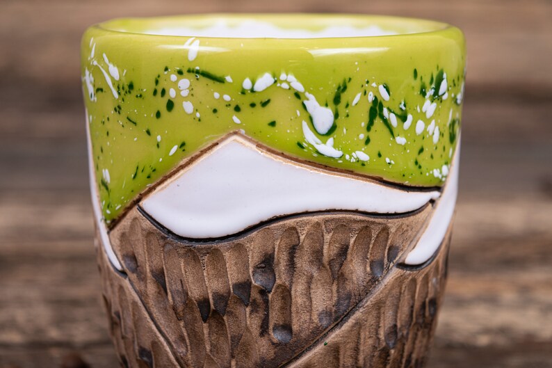 Mountain mug Ceramic mug handmade, Nature pottery, Everest mug, Ribbed handmade ceramics, Unique eco friendly ceramics, clay tea cup image 6